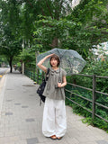 [unisex] Psil Eyelet Summer Nylon Wide Pants