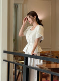 Beno Square Spangled Tulip Tweed Jacket (Belt Set)
