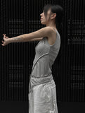 Diagonal Strap Shirring Sleeveless