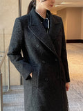 Leman Boucle Quilted Peaked Double Long Coat