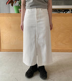 Kyutani banding slit cotton long skirt