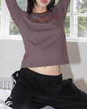 Penkey Stripe Lettering Semi-Cropped Long-Sleeved T-Shirt