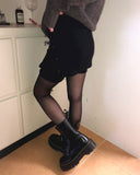 Piri Layered Eyelet Knit Ribbed Short Skirt Pants