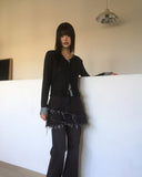 Kens check color matching slab cardigan