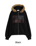 Rain Flag Fur Brushed Hood Zip-Up