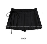 micro pleats strap skirt pants