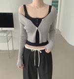 Color Matching Banding Side Zipper Pintuck Wide Slacks Pants