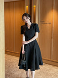 Yuel Puff Collar Jacquard Long One Piece (Belt Set)