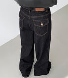 Back Pocket Point Maxi Wide Fit Raw Denim Pants