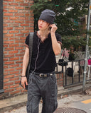 Kato Henley Neck Slub Short Sleeve T-shirt