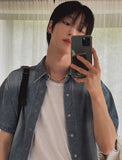 Cray Crop Short Sleeve Denim Shirt