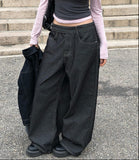 [MADE/Non-Fade] Front two-button stitch wide raw denim pants