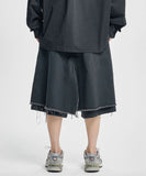 Washed Layered Cargo Skirt Shorts