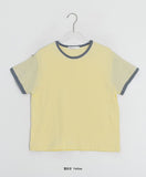 Lumiv Button Roll-up Color Matching Short Sleeve Tee