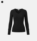 Slim V-neck Knit Top