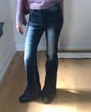 Pumme Lettering Cubic Bootcut Washed Denim Long Pants