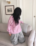 Como wool bokashi pastel thick loose fit round knit