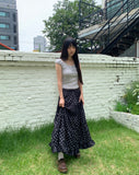 [Fake Layered] Jaden Eyelet Ribbon Halter Neck Shirring Puff Sleeveless