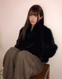 Naru Duffle Button Fur Short Jacket