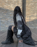 Kanko Two-Pocket Black Denim Mini Skirt