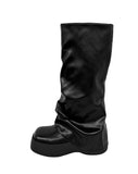 6cm Fold Wrinkle Platform Sole Long Boots