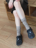 Bonu Ribbed See-Through Knee Socks Shirring Pleated Socks