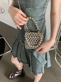 Pedin Metal Pearl Bead Pearl Tote Cross Bag
