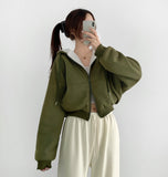 High Quality Full Mink Boa Fur Lining Thick Two-Way Crop Hood Zip-Up