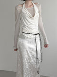 Renne See-through Boat Neck Long Sleeve Tee