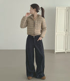 Brushed Corduroy Hem Snap Cut Pin Tuck Adjust Wide Balloon Pants