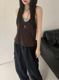 Mayata Vintage Halter Strap Point Layered Sleeveless
