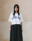 [AG.W] Applique Crop Half Tee