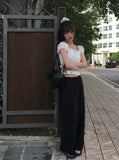 Ether Summer Linen Banding Wide Long Pants