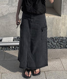 Posh black blue cargo long skirt