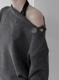 Toggle Boat Neck Loose Fit Long Sleeve Tee