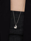 Pebble Heart Silver Necklace M