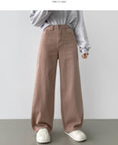 Hidden Banding Mute Color Long Wide Cotton Pants