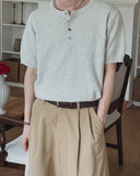 Icy Henley Neck Short Sleeve Knit