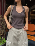 Moni mother of pearl button halter sleeveless