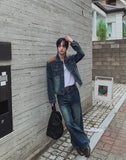 Morgan Corduroy Patch Wide Denim Pants