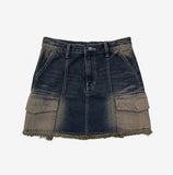 Lane Cargo Denim Skirt