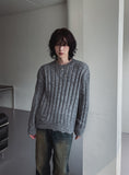 Plum ribbed damage knitwear