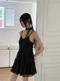 Chews Chiffon Tiered Flare Sleeveless Mini One Piece