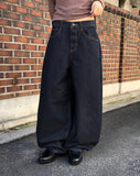 Nami Leopard Embroidery Patch Stitch Balloon Fit Denim Long Pants