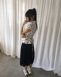 Miring Dot Strap Puff Blouse