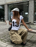 13 Numbering Ruffle Cap Sleeve Short Sleeve