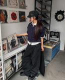 No-pin curved cut cotton balloon pants