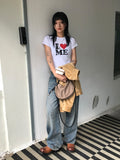 LOVE ME HALF CROP T