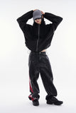 Bumpy side track wrinkle denim pants