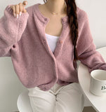 Fluffy Avant-Fit Shibori Alpaca Long Sleeve Cardigan